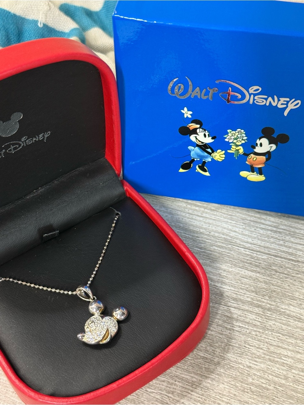 NWT Retired Walt Disney Mickey Mouse Pave Pendant Necklace 925 Sterling
